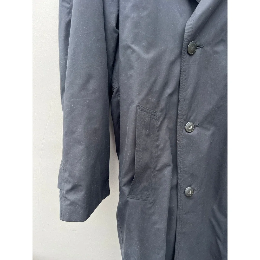 London Club Double‎ Breasted Men's Trench Coat Black Classic Long Old Money 38